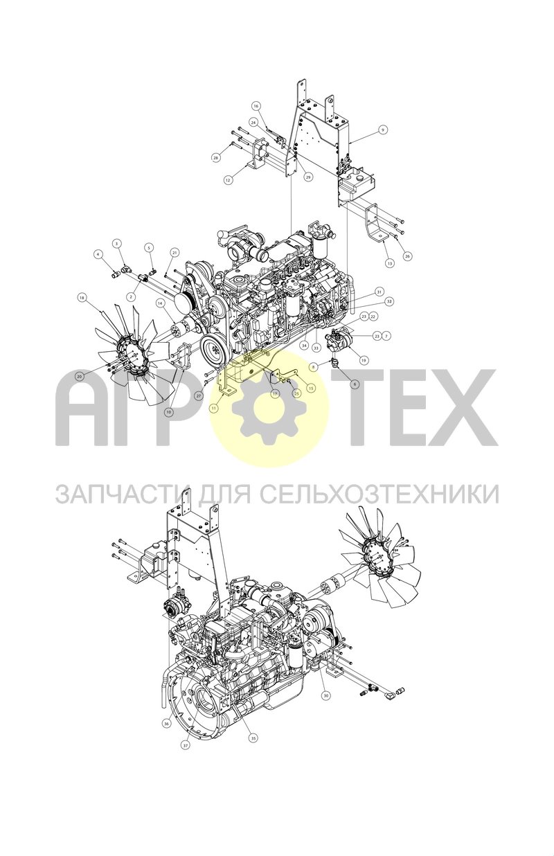 Двигатель Cummins QSB 6.7 (SX019713) (№13 на схеме)